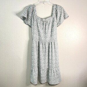 MONTEAU LOS ANGELES Dress Ruffled Fit Flare Womens S Cottage‎ Core Blue Floral